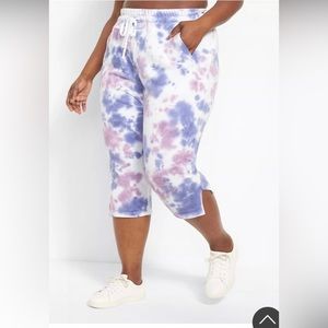 Lane Bryant LIVI Tie Dye French Terry Capri Jogger sz 14/16